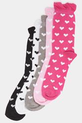 YOURSET 5 PACK Plus Size Pink & Grey Polka Dot Ankle Socks | Yours Clothing 3