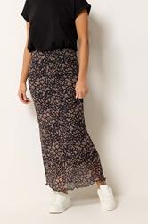M&Co Petite Brown Abstract Print Mesh Maxi Skirt | M&Co 3