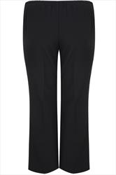 Plus Size Black Elasticated Stretch Straight Leg Trousers | Yours Clothing