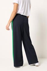 M&Co Petite Navy Blue & Green Wide Leg Side Stripe Trousers | M&Co 2
