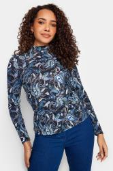 M&Co Black & Blue Paisley Print Turtle Neck Long Sleeve Top | M&Co 3