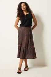 M&Co Brown Zebra Print Midi Skirt | M&Co 2
