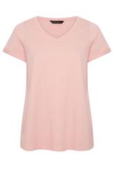 EVANS Curve Blush Pink V-Neck Cotton T-Shirt