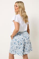 YOURS Plus Size Blue Ditsy Floral Shorts | Yours Clothing 2