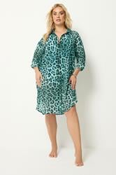YOURS Plus Size Blue Leopard Print Cover Up | Yours Clothing 3