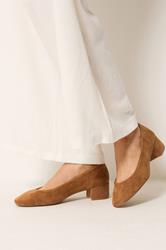 LTS Natural Brown Block Heel Ballerina Pumps | Long Tall Sally 1