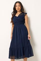 PixieGirl Petite Women's Navy Blue Dobby Maxi Dress | PixieGirl 2