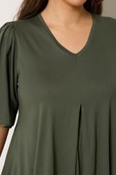 YOURS Plus Size Khaki Green Pleat Front Top | Yours Clothing 4