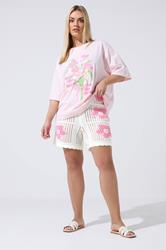 LIMITED COLLECTION Plus Size White Flower Crochet Shorts | Yours Clothing 1