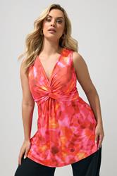 YOURS LONDON Plus Size Pink Abstract Sleeveless Knot Front Top | Yours Clothing 3