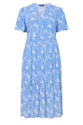 YOURS Curve Blue Shell Print Tiered Dress