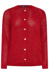 LTS Tall Bright Red Knitted Cardigan