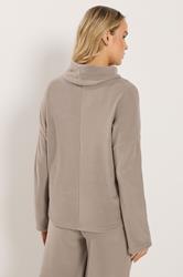 LTS Tall Women's Natural Brown Ribbed Roll Neck Top | Long Tall Sally 2