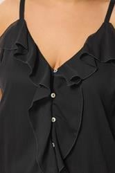 YOURS Plus Size Black Ruffle Vest Top | Yours Clothing 5