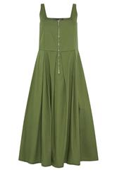 PixieGirl Petite Khaki Green Pleated Midi Dress | PixieGirl 5