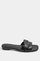 LTS Black Twisted Block Mule Sandals In Standard Fit | Long Tall Sally 2