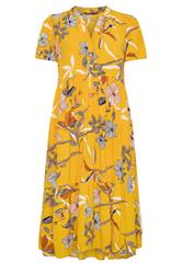 YOURS Curve Yellow Tropical Half Placket Dress