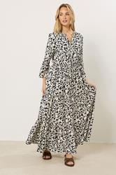 M&Co Brown Floral Tiered Maxi Dress | M&Co 1