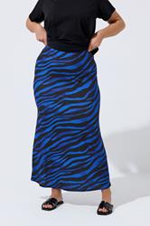 LIMITED COLLECTION Plus Size Blue Zebra Print Maxi Skirt | Yours Clothing 1