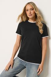 LTS Tall Black Layered Trim T-Shirt | Long Tall Sally 3