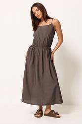 PixieGirl Petite Chocolate Brown Midi Dress | PixieGirl 1