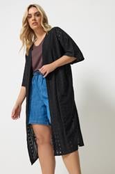 YOURS Plus Size Black Broderie Anglaise Kimono | Yours Clothing 3