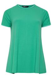 YOURS camiseta verde con costuras en contraste con vuelo