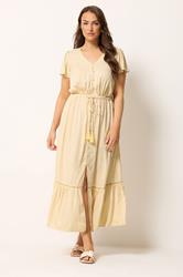 YOURS Curve Yellow Ditsy Floral Print Maxi Dress | Yours Clothing 1