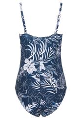 M&Co Navy Blue Tropical Print Twist Front Swimsuit | M&Co 7
