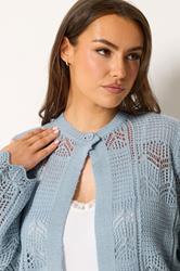 YOURS Plus Size Blue Crochet Knitted Cardigan | Yours Clothing 4