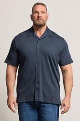 D555 Big & Tall Navy Blue Short Sleeve Resort Shirt | BadRhino 3