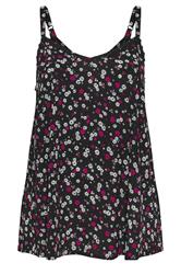 YOURS Curve Black Floral Trim Cami Vest Top