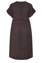 YOURS Plus Size Chocolate Brown Polka Dot Frill Sleeve Midi Dress | Yours Clothing 6
