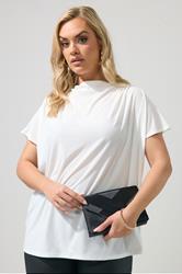 YOURS LONDON Plus Size White Pleated Shoulder Top | Yours Clothing 3
