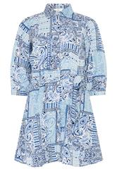 M&Co Blue Tile Printed Belted Tunic Shirt