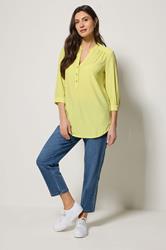 M&Co Yellow Half Placket Collarless Shirt | M&Co 1
