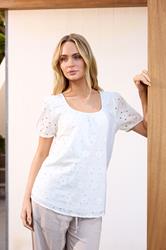 M&Co White Broderie Short Sleeve Cotton Top | M&Co 3