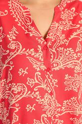 EVANS Plus Size Red Paisley Notch Neck Modal Shirt | Evans 4