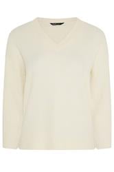 YOURS jersey blanca marfil de tacto suave con escote de pico