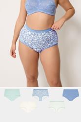 YOURSET 5 PACK Plus Size Blue Leaf Print Full Briefs | Yours Clothing 1