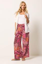 M&Co Red Abstract Floral Print Wide Leg Trousers | M&Co 3