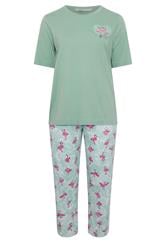 YOURS Plus Size Green Flamingo Pyjama Set | Yours Clothing 5