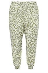 EVANS Curve Green Ikat Print Cuffed Harem Trousers