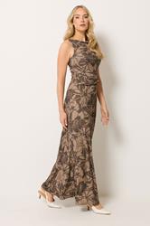 LTS Tall Women's Brown Floral Bow Detail Maxi Dress | Long Tall Sally 1