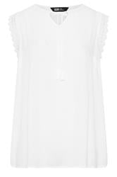 YOURS Curve White Tie Neck Blouse