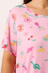 YOURS Plus Size Pink Summer Print Soft Touch Nightdress | Yours Clothing 4