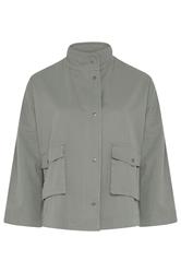LIMITED COLLECTION Plus Size Stone Grey Funnel Neck Shacket | Yours Clothing 6