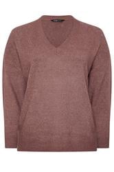 YOURS jersey rosa oscuro de tacto suave con escote de pico