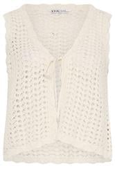 YOURS Plus Size Ivory White Scallop Edge Knitted Waistcoat | Yours Clothing 5