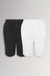 YOURSET 2 PACK Plus Size Black & White Cool Cotton Shorts | Yours Clothing 3